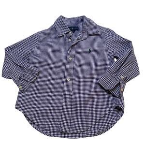 Ralph Lauren Purple Check Button Down Shirt sz 3T Pony Logo